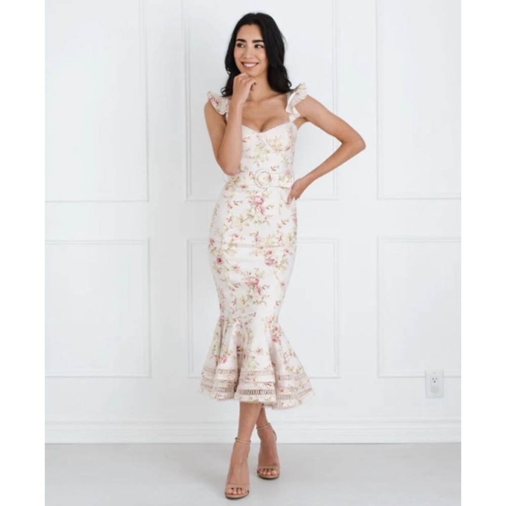 V. Chapman Floral Cream Dress